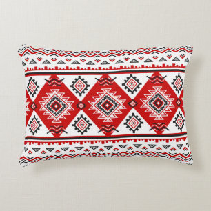 Ethnic black white red, Ukrainian motifs. Accent Pillow
