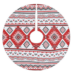 Ethnic black white red, Ukrainian motifs. Brushed Polyester Tree Skirt