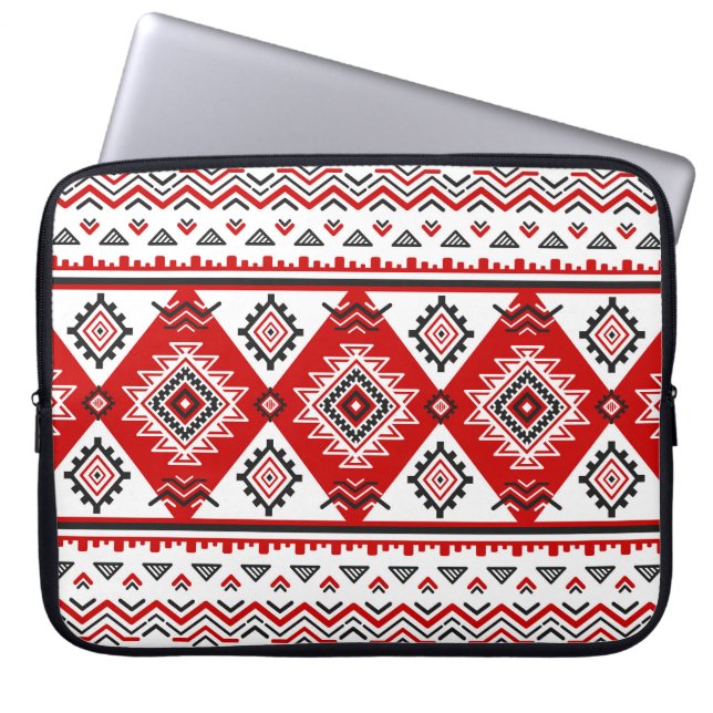 Ethnic black white red, Ukrainian motifs. Laptop Sleeve (Front)