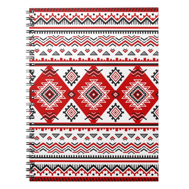 Ethnic black white red, Ukrainian motifs. Notebook (Front)