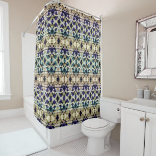 Ethnic blue, beige ikat