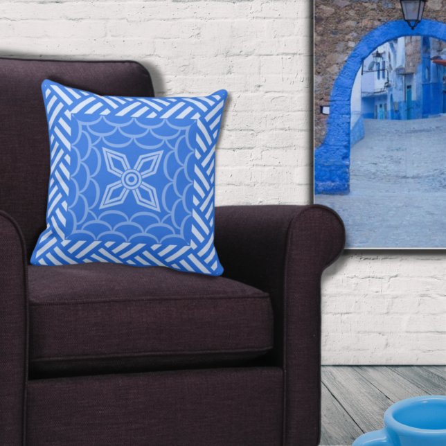 Ethnic Blue Coloured African Inspired Pattern Throw Pillow (Creator Uploaded)