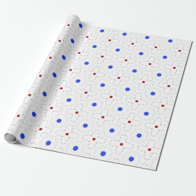 Ethnic blue dot wrapping paper (Unrolled)
