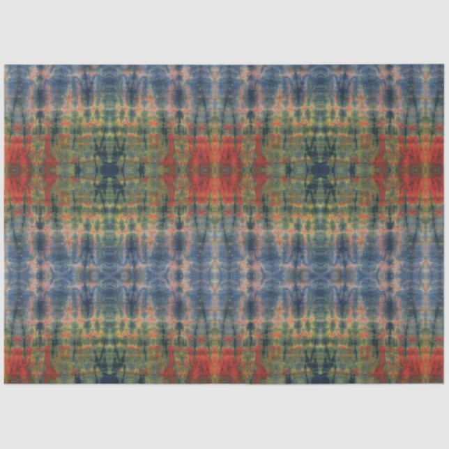 Ethnic Blue Green Tie Dye Traditional Pattern Tissue Paper (Front)