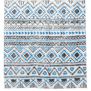 Ethnic blue, white seamless background.