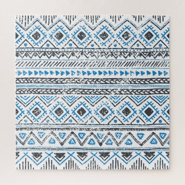 Ethnic blue, white seamless background. jigsaw puzzle (Vertical)