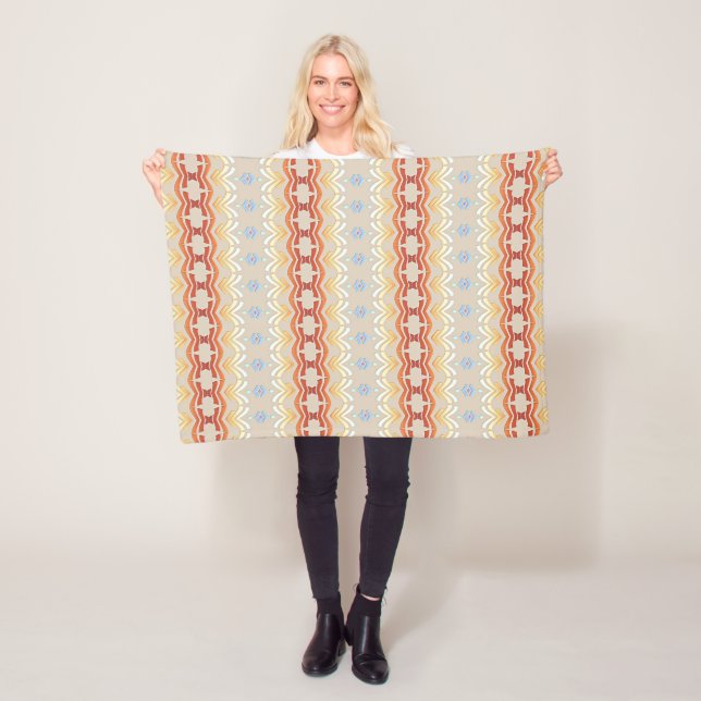 Ethnic bohemian style geometric pattern fleece blanket (In Situ)