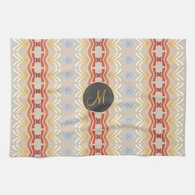Ethnic bohemian style geometric pattern. kitchen towel (Horizontal)