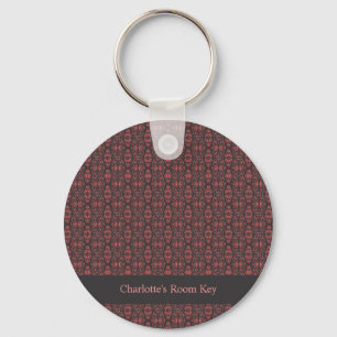 Ethnic Boho Antique Pattern Brown Pink Red Keychain