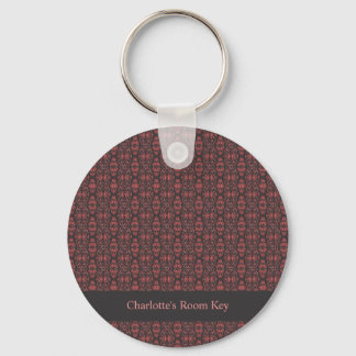 Ethnic Boho Antique Pattern Brown Pink Red Keychain