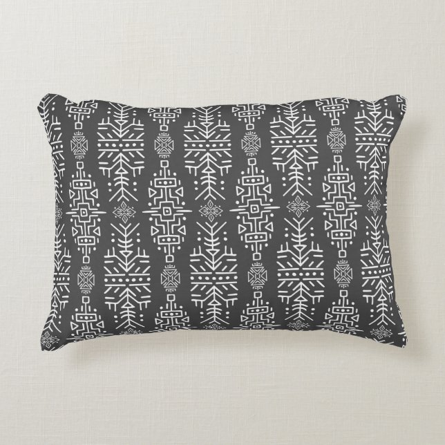 Ethnic Boho Chic: Seamless Tribal Design Accent Pillow (Front)