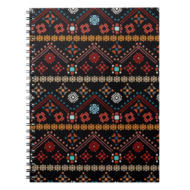 Ethnic Boho: Colourful Tribal Seamless. Notebook (Front)