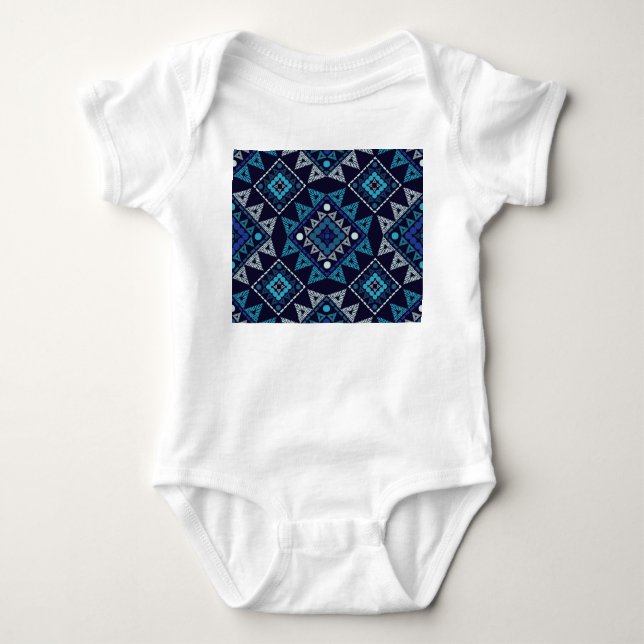 Ethnic Boho Embroidery Seamless Pattern Baby Bodysuit (Front)