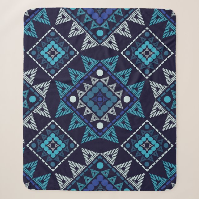 Ethnic Boho Embroidery Seamless Pattern Sherpa Blanket (Front)