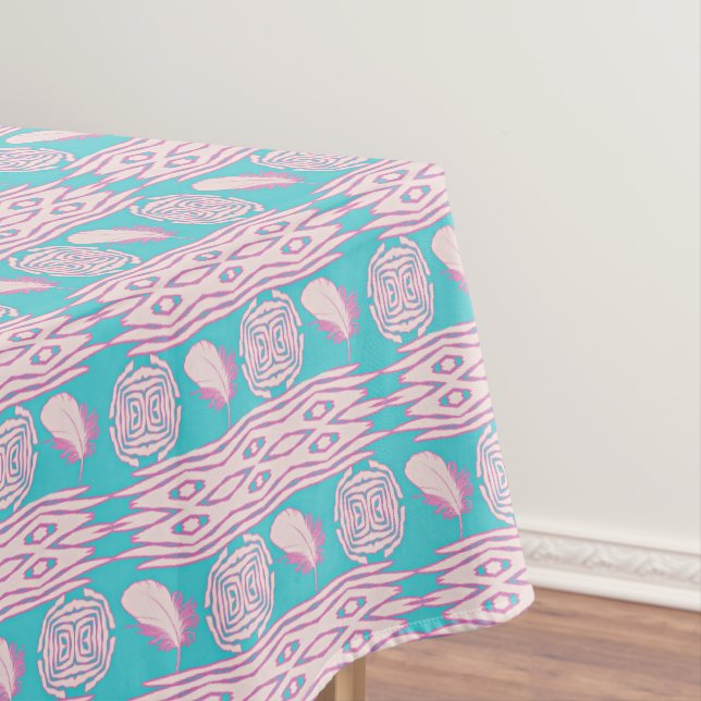 Ethnic Boho Feathers Paisley Tablecloth (In Situ)