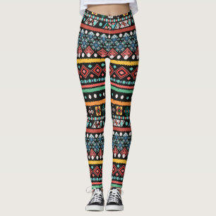 Ethnic Boho: Geometric Pixel Print Leggings