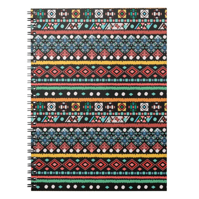 Ethnic Boho: Geometric Pixel Print Notebook (Front)