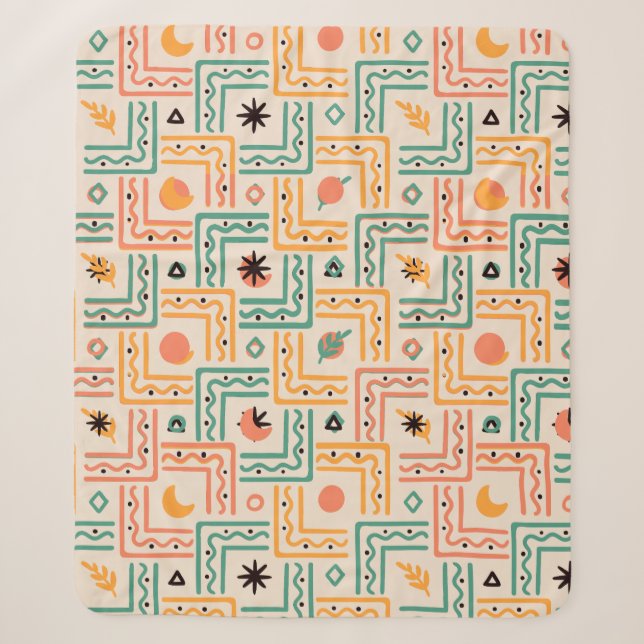 Ethnic Boho Geometric Tribal Pattern Throw Pillow (Front)