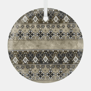 Ethnic Boho Grunge: Colourful Pattern Glass Ornament