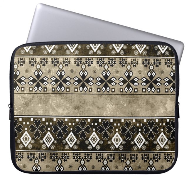 Ethnic Boho Grunge: Colourful Pattern Laptop Sleeve (Front)