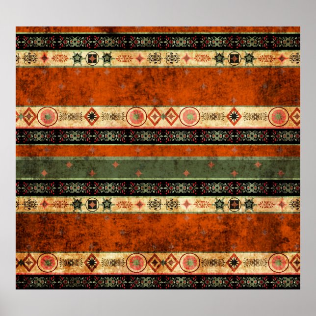 Ethnic Boho Grunge, Colourful Pattern. Poster (Front)