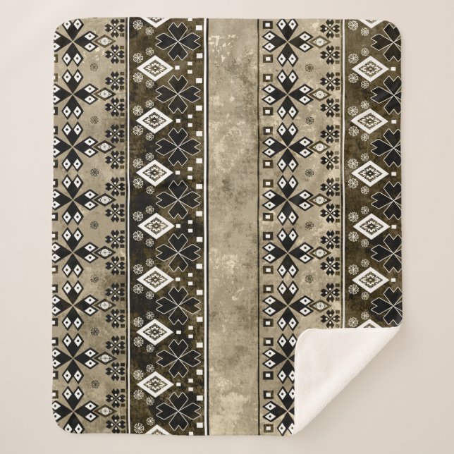 Ethnic Boho Grunge: Colourful Pattern Sherpa Blanket (Front)