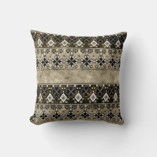 Ethnic Boho Grunge: Colourful Pattern Throw Pillow