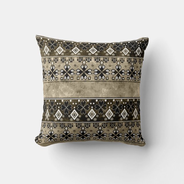 Ethnic Boho Grunge: Colourful Pattern Throw Pillow (Front)