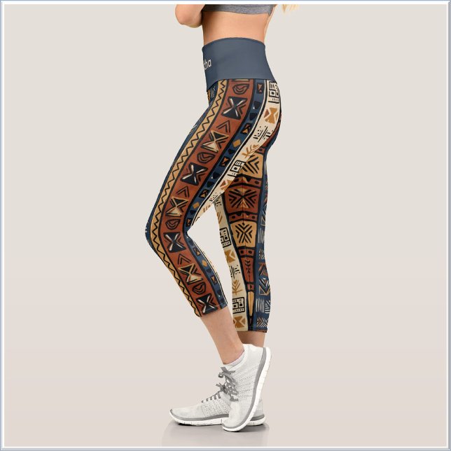 Ethnic Boho Mud Cloth Capri Leggings (Creator Uploaded)