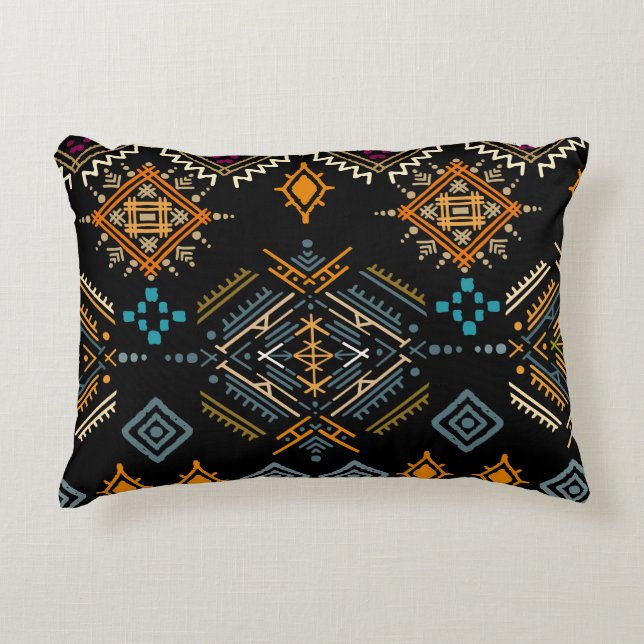 Ethnic Boho Ornament Seamless Pattern Accent Pillow (Front)