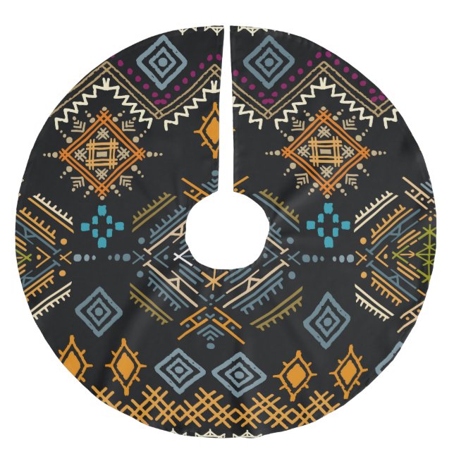 Ethnic Boho Ornament Seamless Pattern Brushed Polyester Tree Skirt (Front)