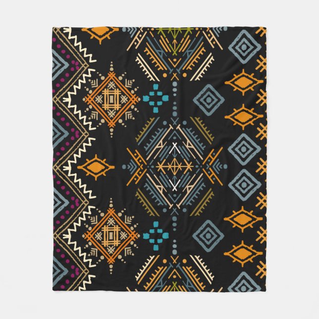 Ethnic Boho Ornament Seamless Pattern Fleece Blanket (Front)