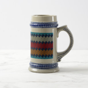 Ethnic Boho Pattern Lace Embroidery on Fabric Beer Stein