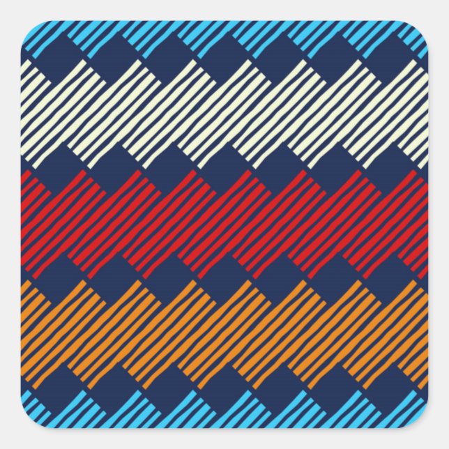 Ethnic Boho Pattern Lace Embroidery on Fabric     Square Sticker (Front)