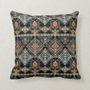 Ethnic boho seamless pattern. Ethno ornament. Trib Throw Pillow