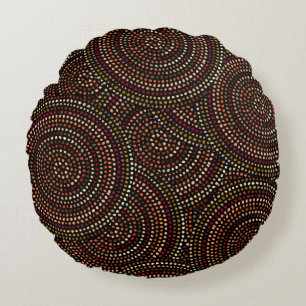 Ethnic boho seamless pattern in african style on b round pillow