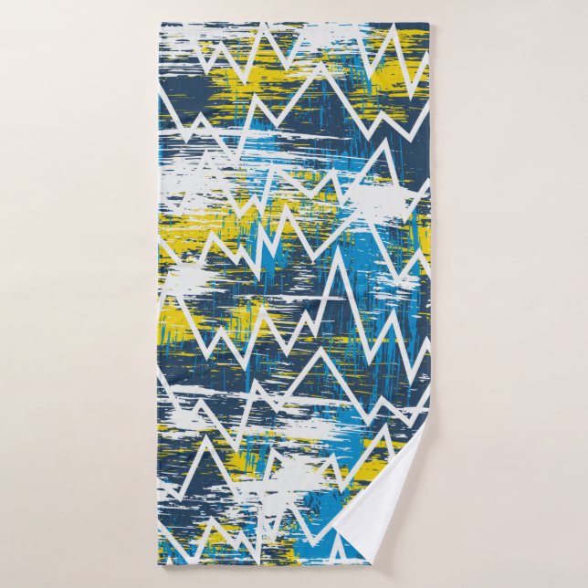 Ethnic boho seamless pattern. Zigzag pattern. Scri Bath Towel (Bath Towel)