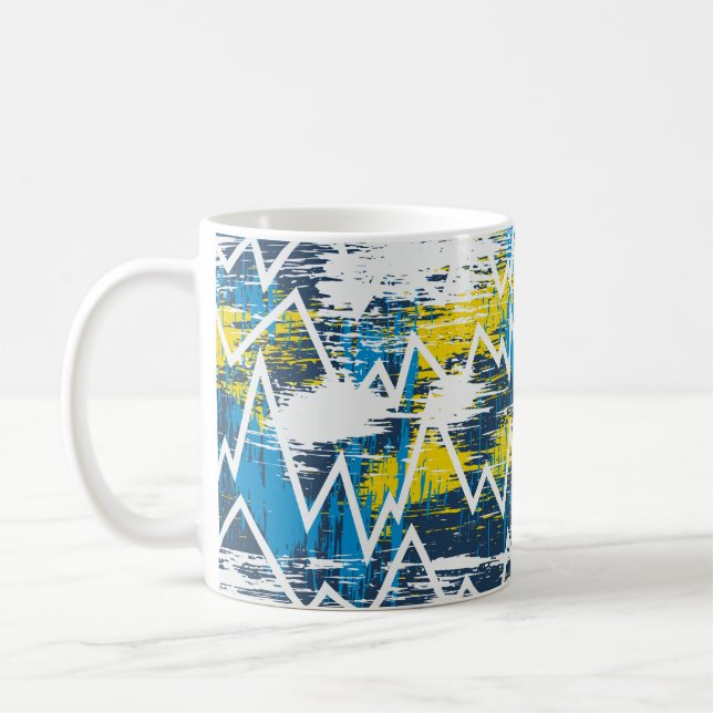 Ethnic boho seamless pattern. Zigzag pattern. Scri Coffee Mug (Left)