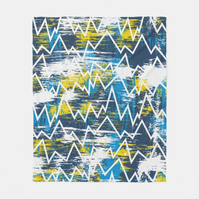 Ethnic boho seamless pattern. Zigzag pattern. Scri Fleece Blanket (Front)