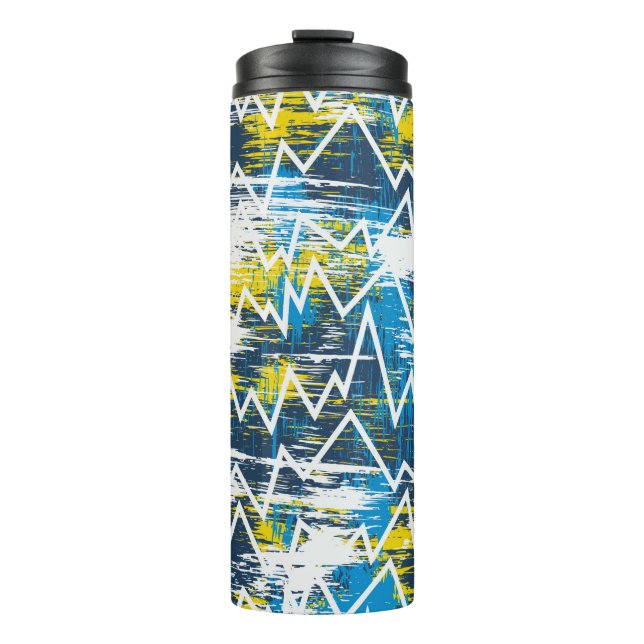 Ethnic boho seamless pattern. Zigzag pattern. Scri Thermal Tumbler (Front)