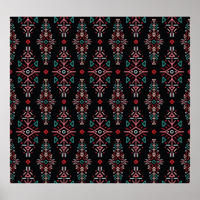 Ethnic Boho Tiles: Vintage Seamless Pattern Poster (Front)
