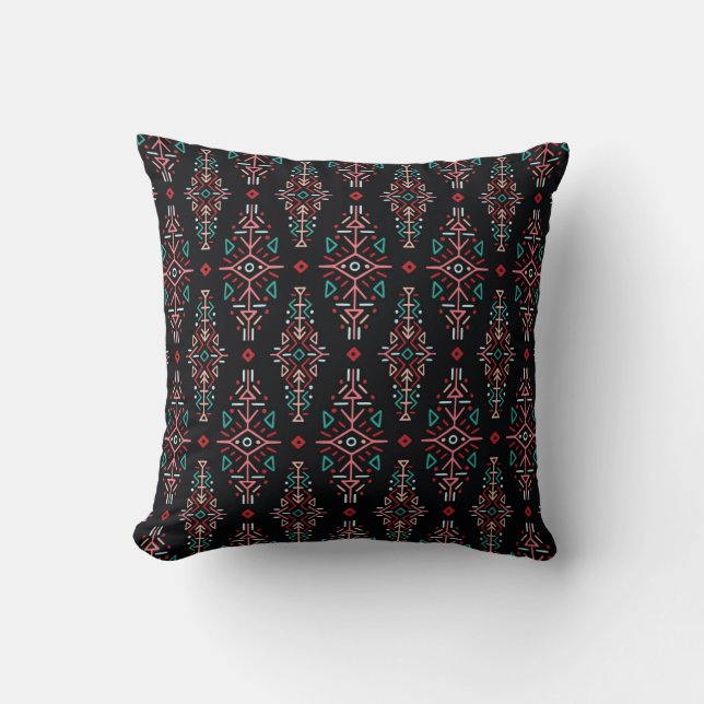 Ethnic Boho Tiles: Vintage Seamless Pattern Throw Pillow (Front)