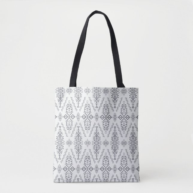 Ethnic Boho: Trendy Hand-Drawn Seamless. Tote Bag (Front)