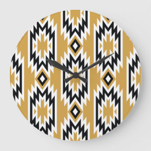 Ethnic boho: vintage geometric pattern. large clock