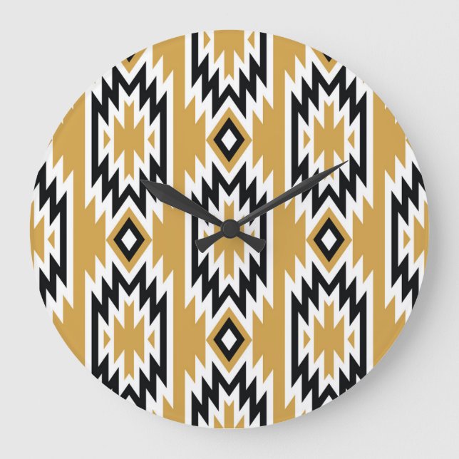 Ethnic boho: vintage geometric pattern. large clock (Front)