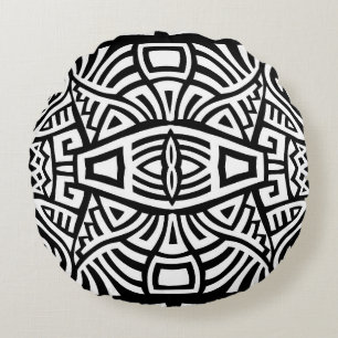 Ethnic Boho: Vintage Trendy Round Pillow