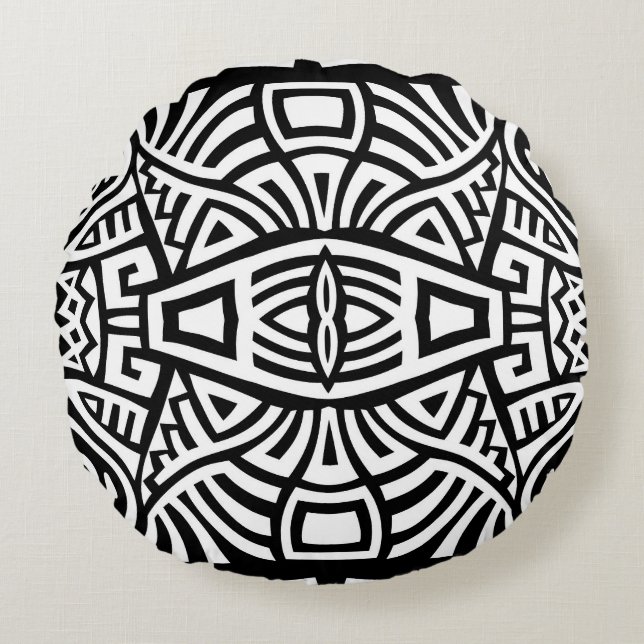 Ethnic Boho: Vintage Trendy Round Pillow (Front)