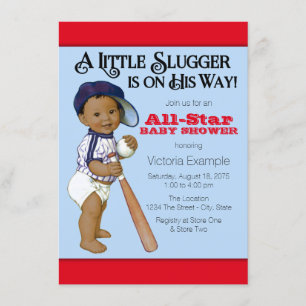 Ethnic Boy Baseball Baby Shower Invitations