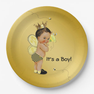 Ethnic Boy Bee Baby Shower Paper Plate