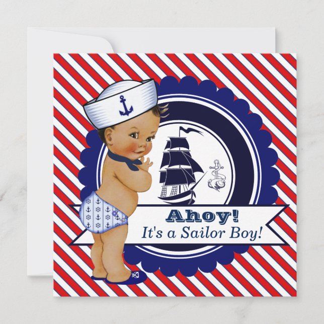 Ethnic Boy Nautical Baby Shower Invitation (Front)